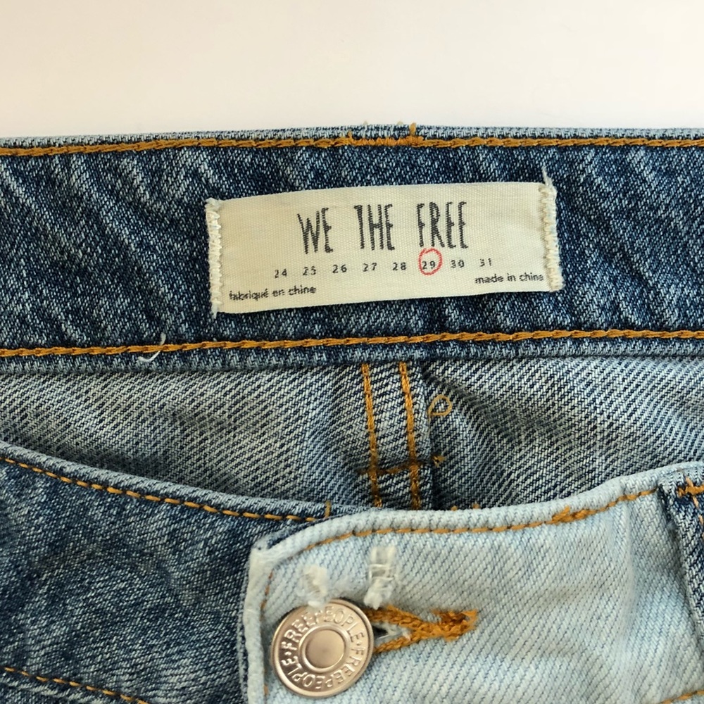 FREE PEOPLE *NWOT* Patched Denim Miniskirt - Picture 5 of 8